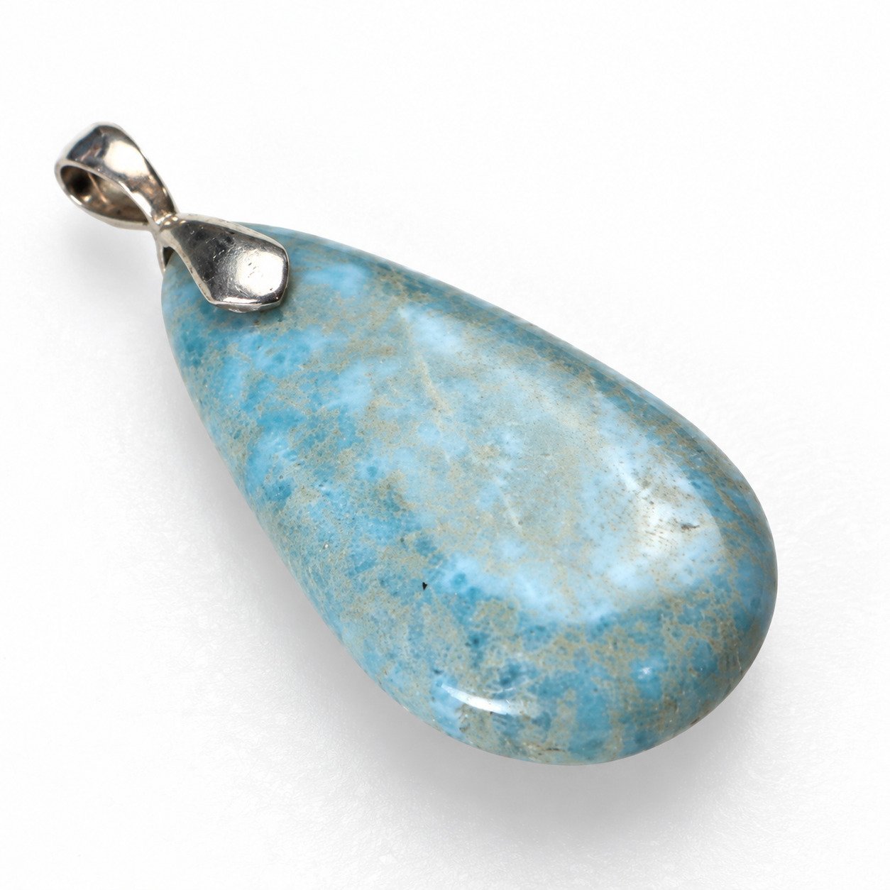 Artisan crafted gray blue Dominican Larimar sterling silver pendant 8.1g – photo 2