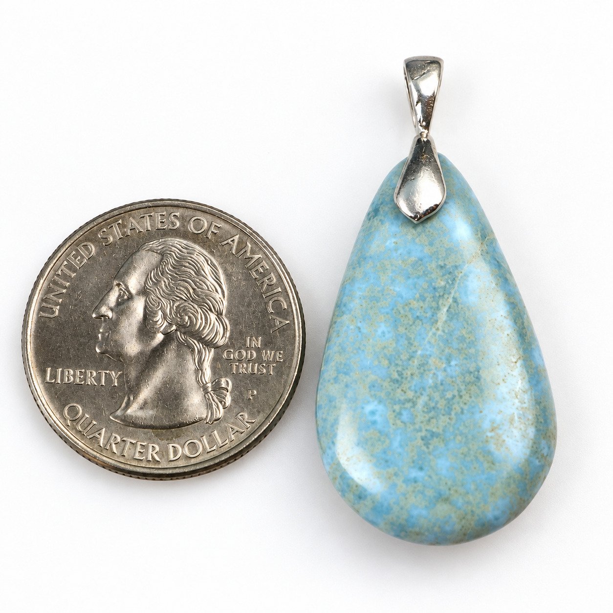 Artisan crafted gray blue Dominican Larimar sterling silver pendant 8.1g – photo 3