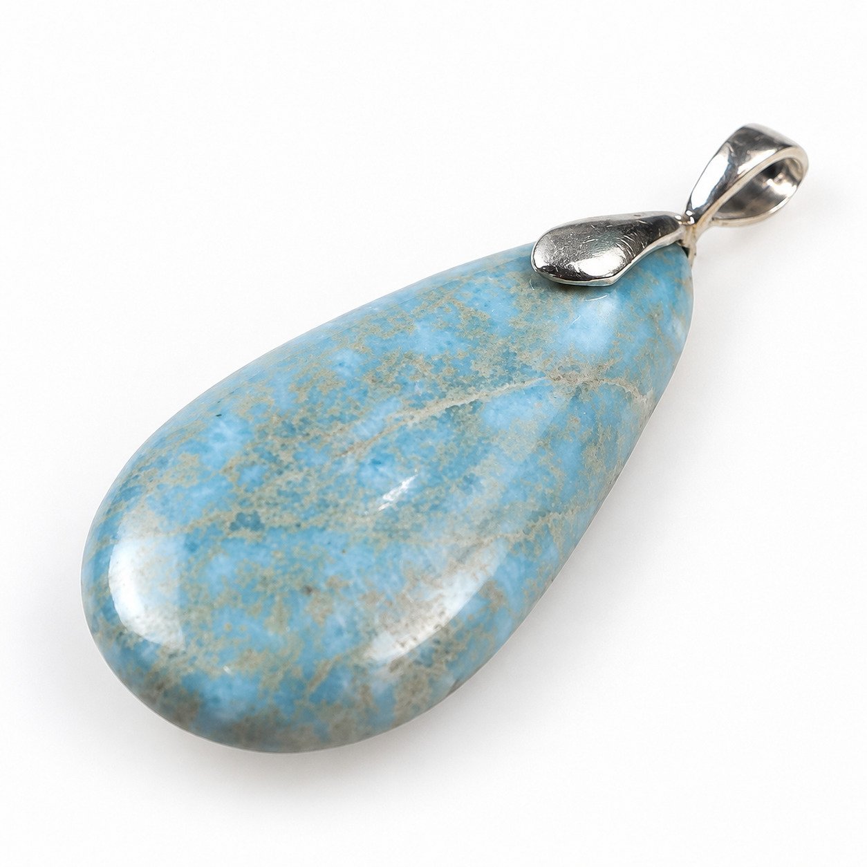 Artisan crafted gray blue Dominican Larimar sterling silver pendant 8.1g – photo 7