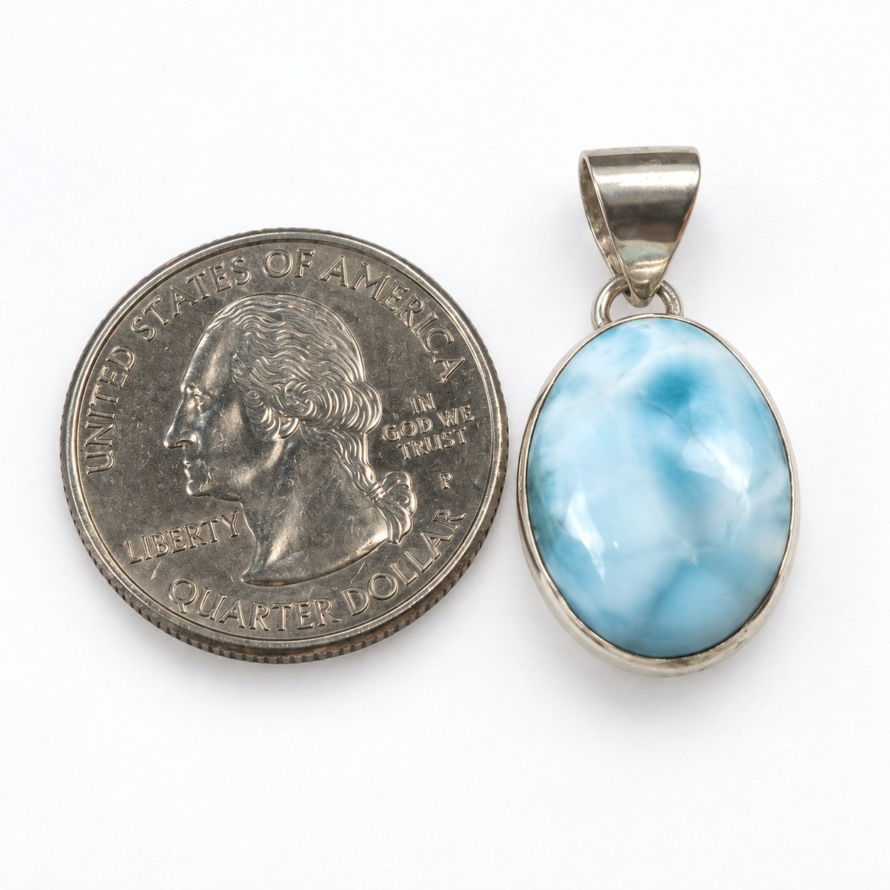 Master crafted sky blue Dominican Larimar sterling silver pendant 4.5g – photo 3