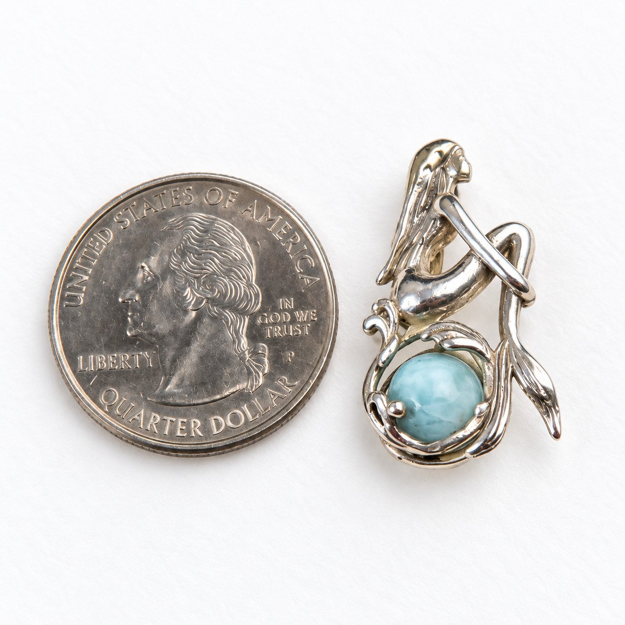 Master crafted sky blue Dominican Larimar sterling silver pendant 3.9g – photo 2