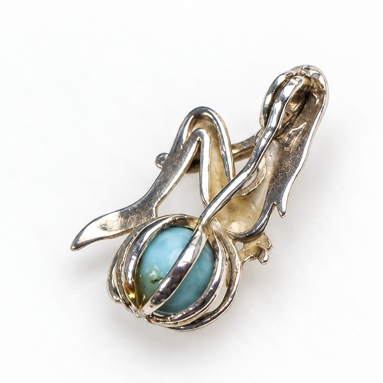 Master crafted sky blue Dominican Larimar sterling silver pendant 3.9g – photo 3