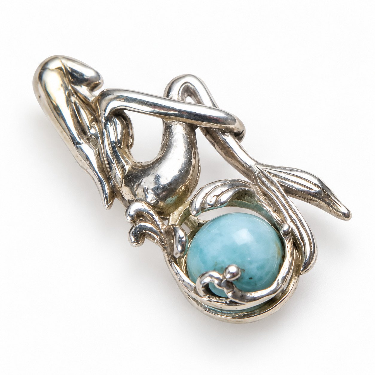 Master crafted sky blue Dominican Larimar sterling silver pendant 3.9g – photo 4