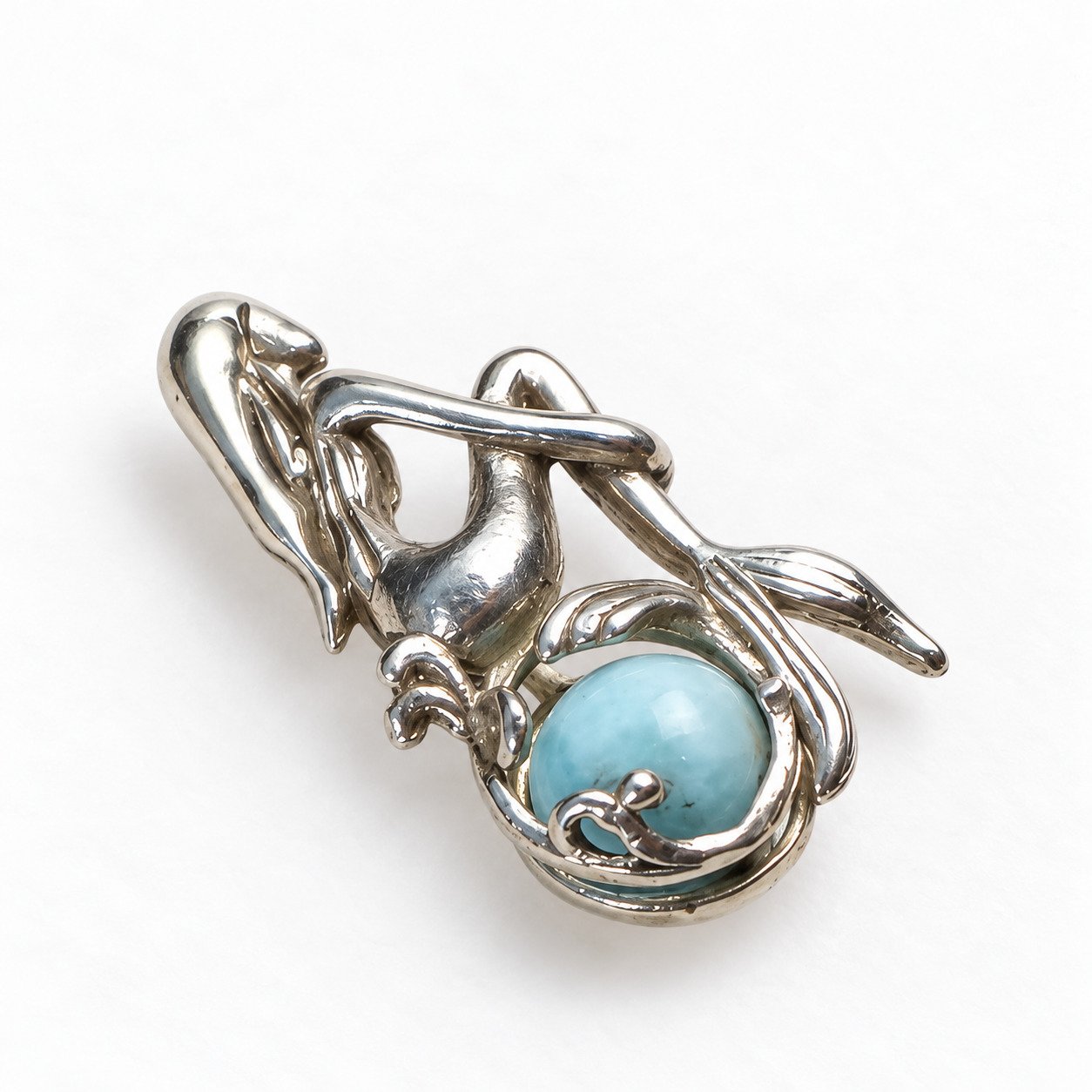 Master crafted sky blue Dominican Larimar sterling silver pendant 3.9g – photo 5