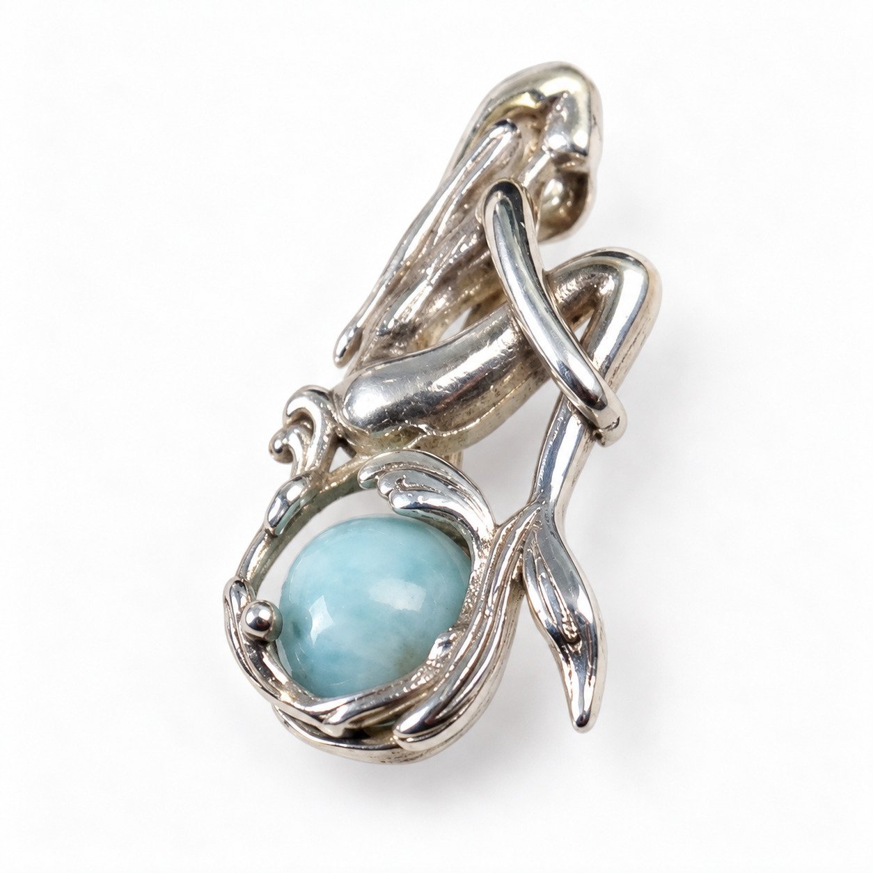 Master crafted sky blue Dominican Larimar sterling silver pendant 3.9g – photo 6