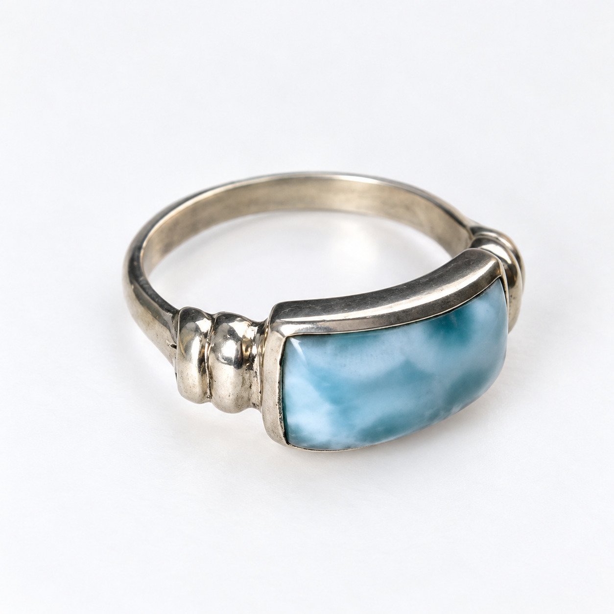 Handcrafted sky blue Dominican Larimar sterling silver ring 4.9g – photo 2