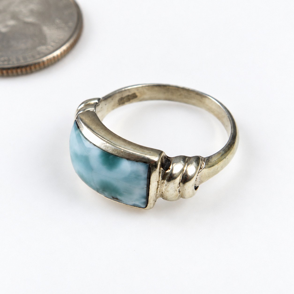 Handcrafted sky blue Dominican Larimar sterling silver ring 4.9g – photo 3