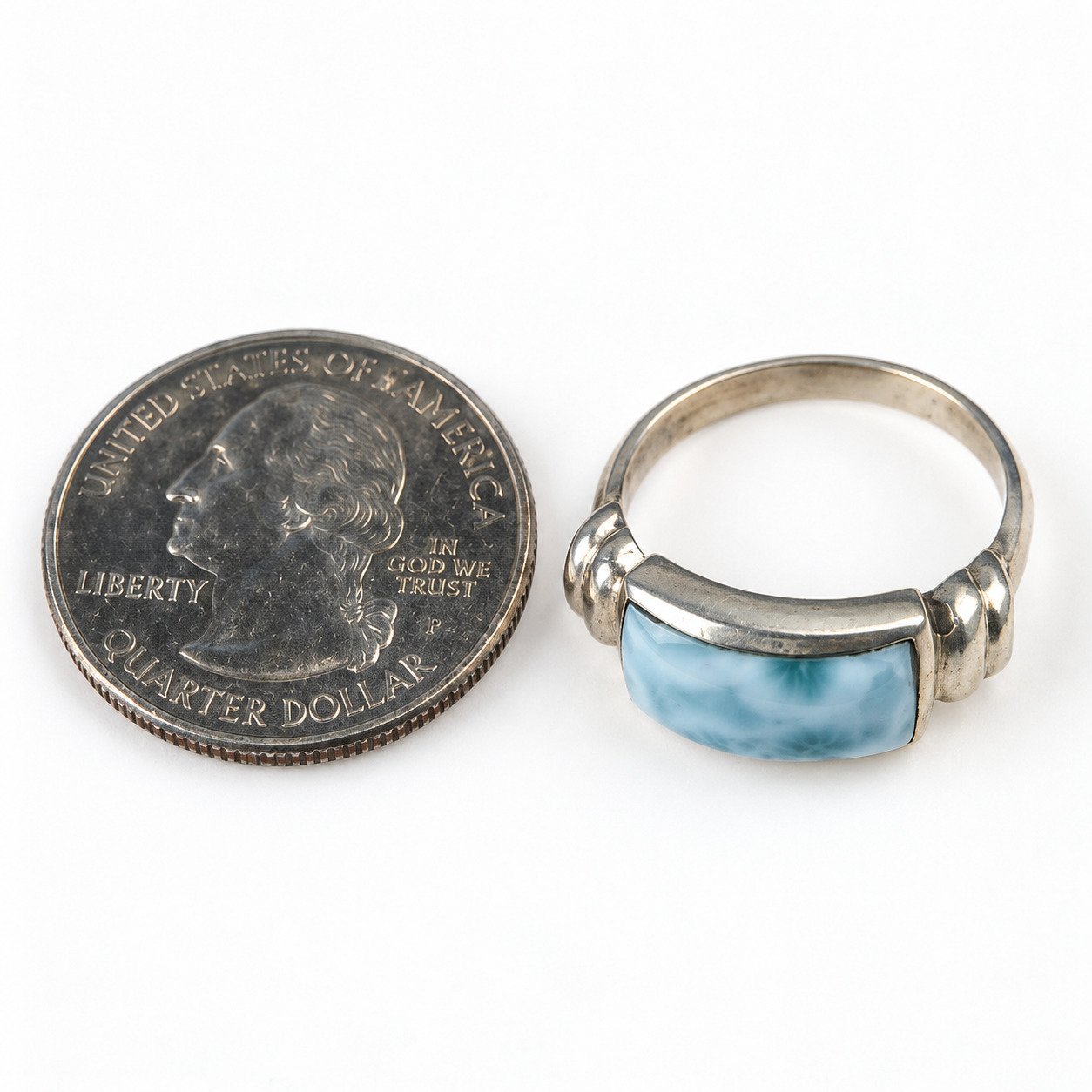 Handcrafted sky blue Dominican Larimar sterling silver ring 4.9g – photo 4