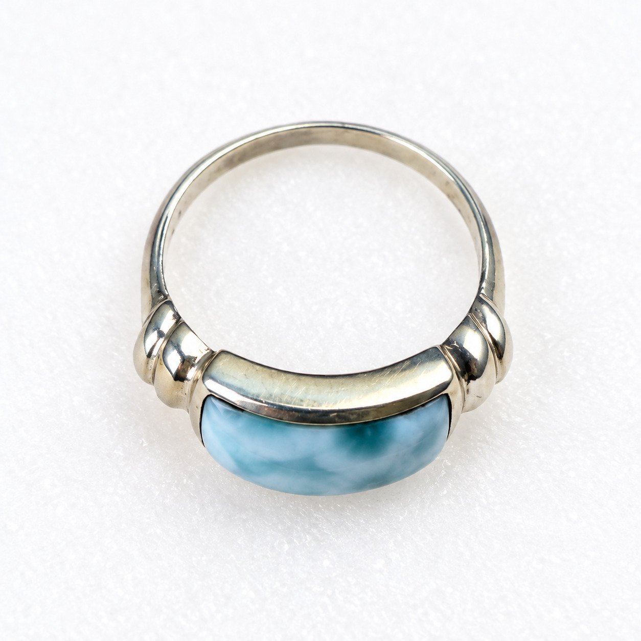 Handcrafted sky blue Dominican Larimar sterling silver ring 4.9g – photo 5