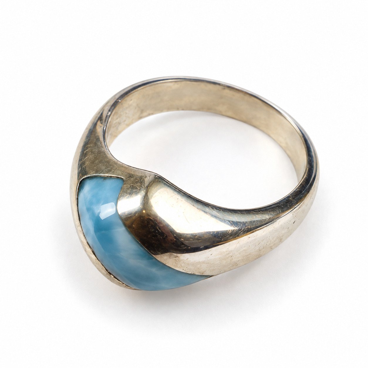 Studio made sky blue Dominican Larimar sterling silver ring 6.2g – photo 3