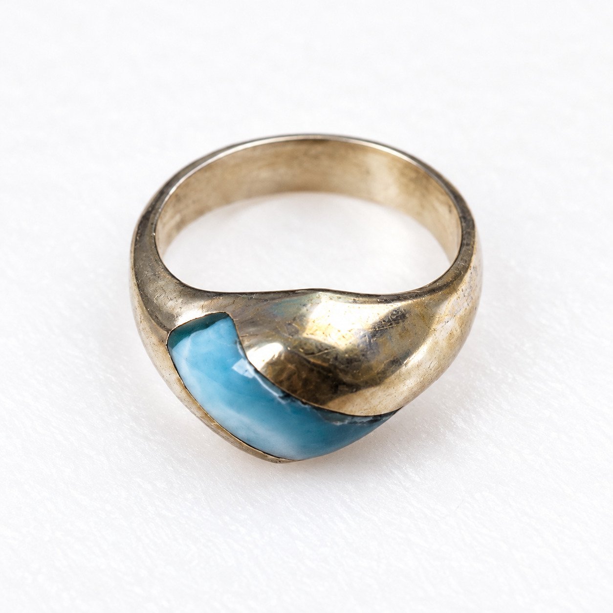Studio made sky blue Dominican Larimar sterling silver ring 6.2g – photo 4