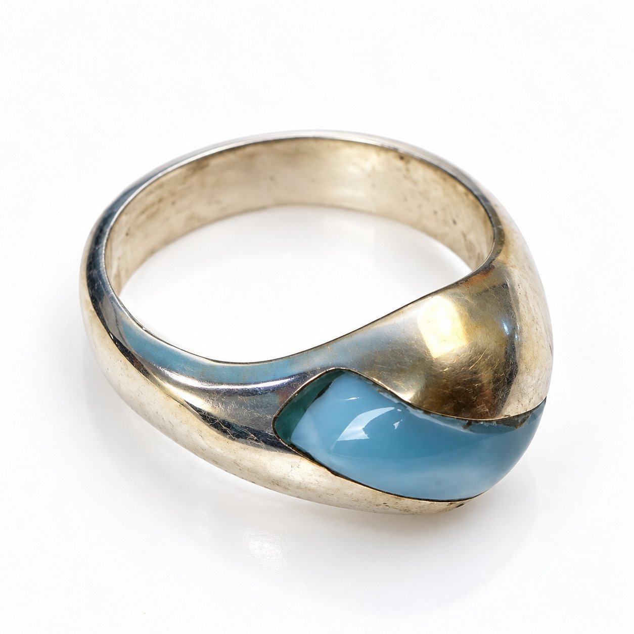 Studio made sky blue Dominican Larimar sterling silver ring 6.2g – photo 5