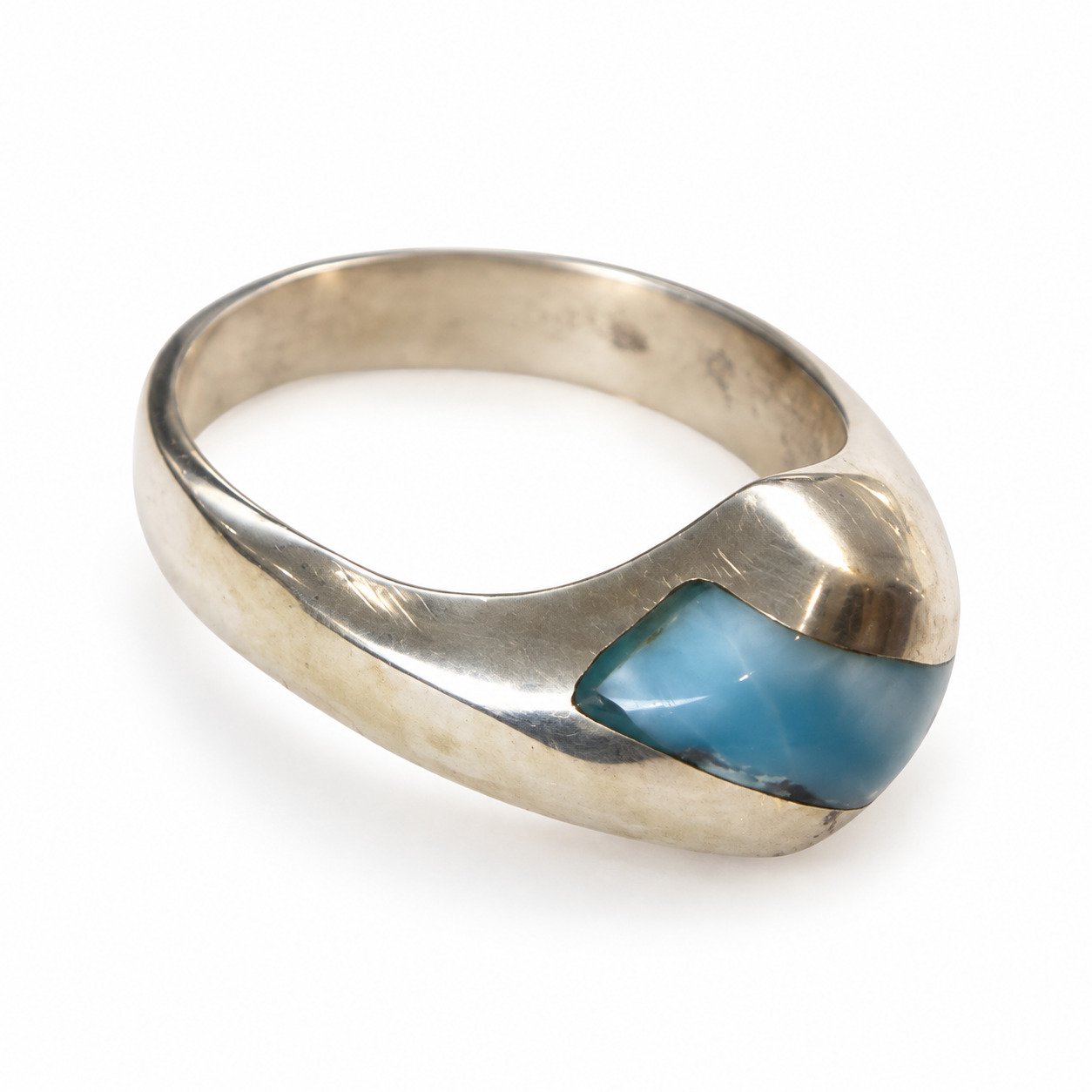 Studio made sky blue Dominican Larimar sterling silver ring 6.2g – photo 6