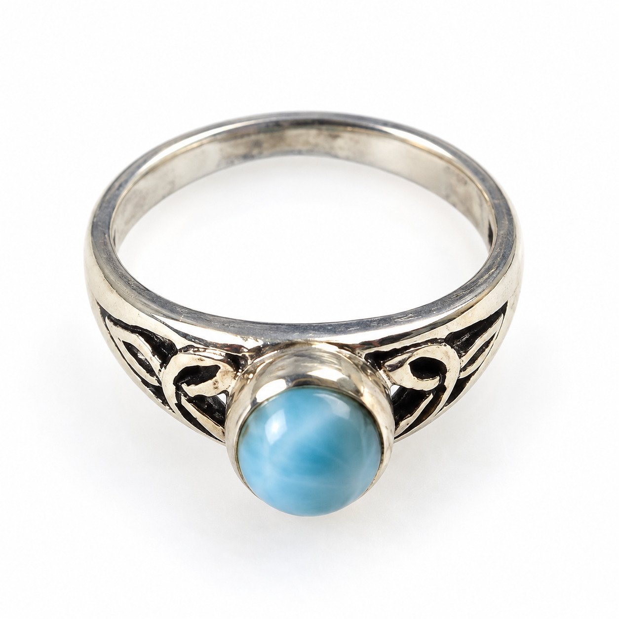 Studio made sky blue Dominican Larimar sterling silver ring 2.9g – photo 2