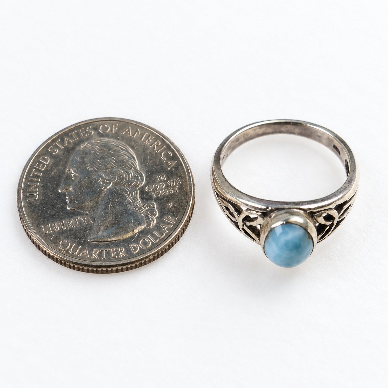 Studio made sky blue Dominican Larimar sterling silver ring 2.9g – photo 4