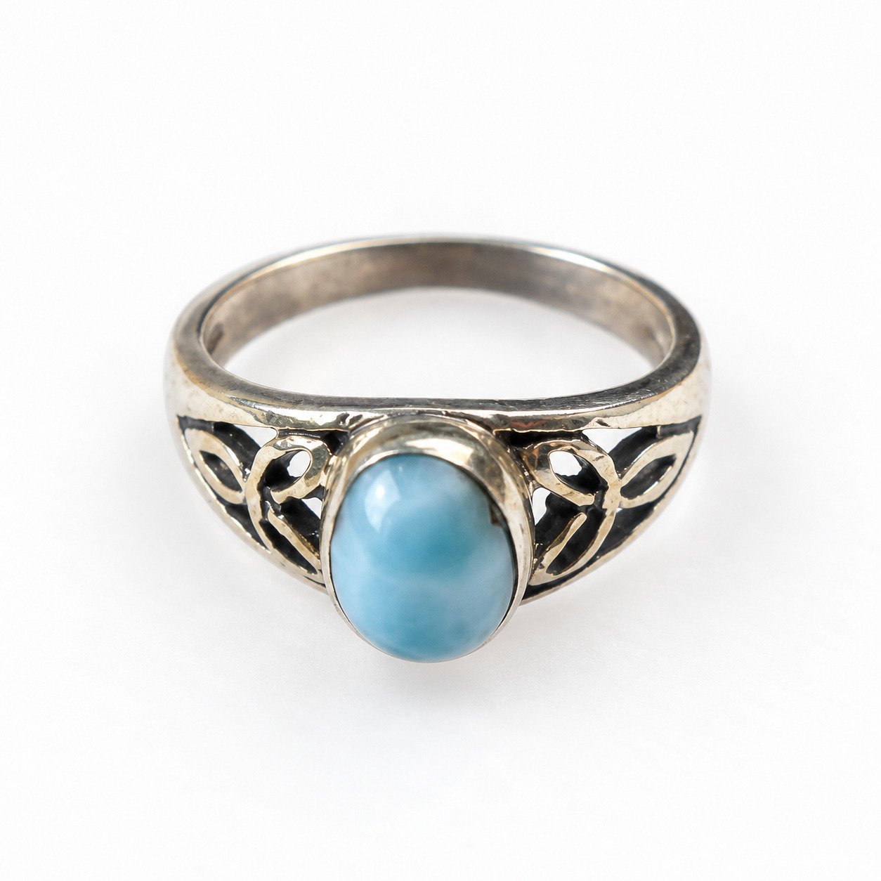 Studio made sky blue Dominican Larimar sterling silver ring 2.9g – photo 5