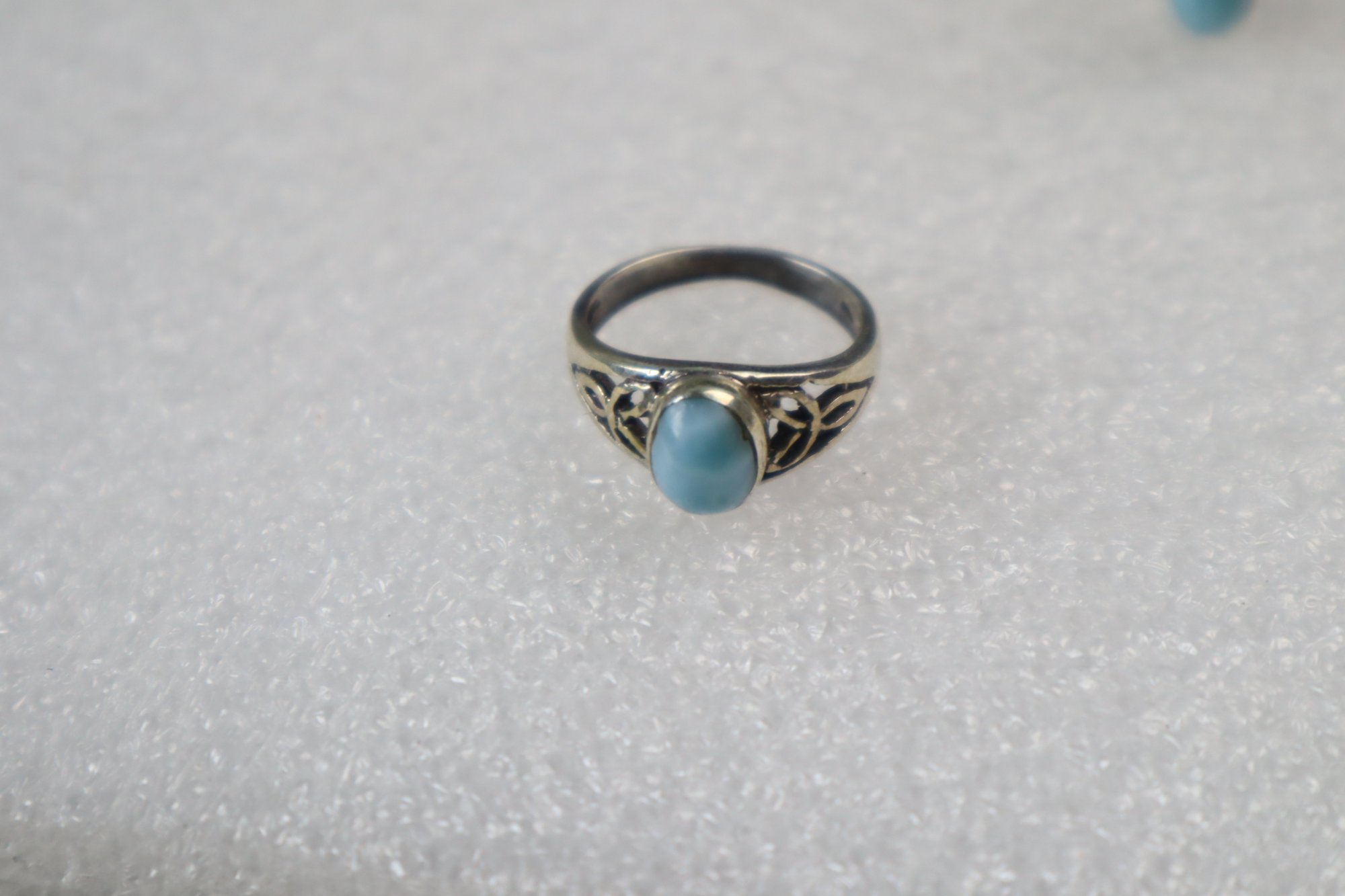 Studio made sky blue Dominican Larimar sterling silver ring 2.9g – photo 8