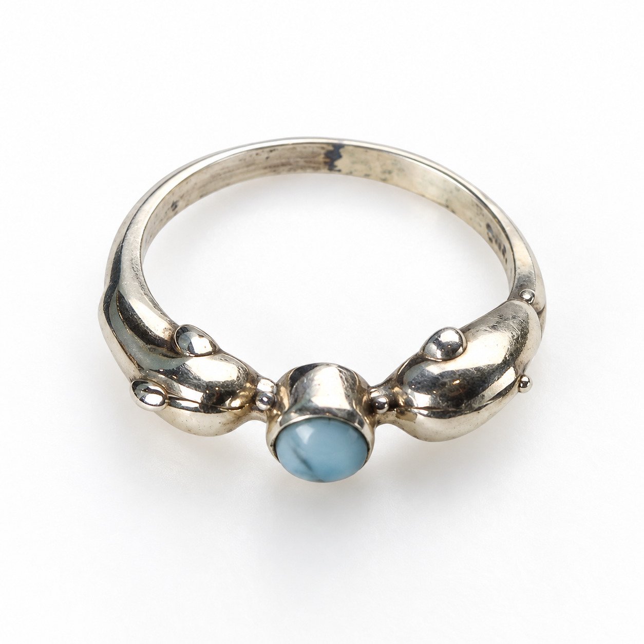 Studio made sky blue Dominican Larimar sterling silver ring 2.9g – photo 2