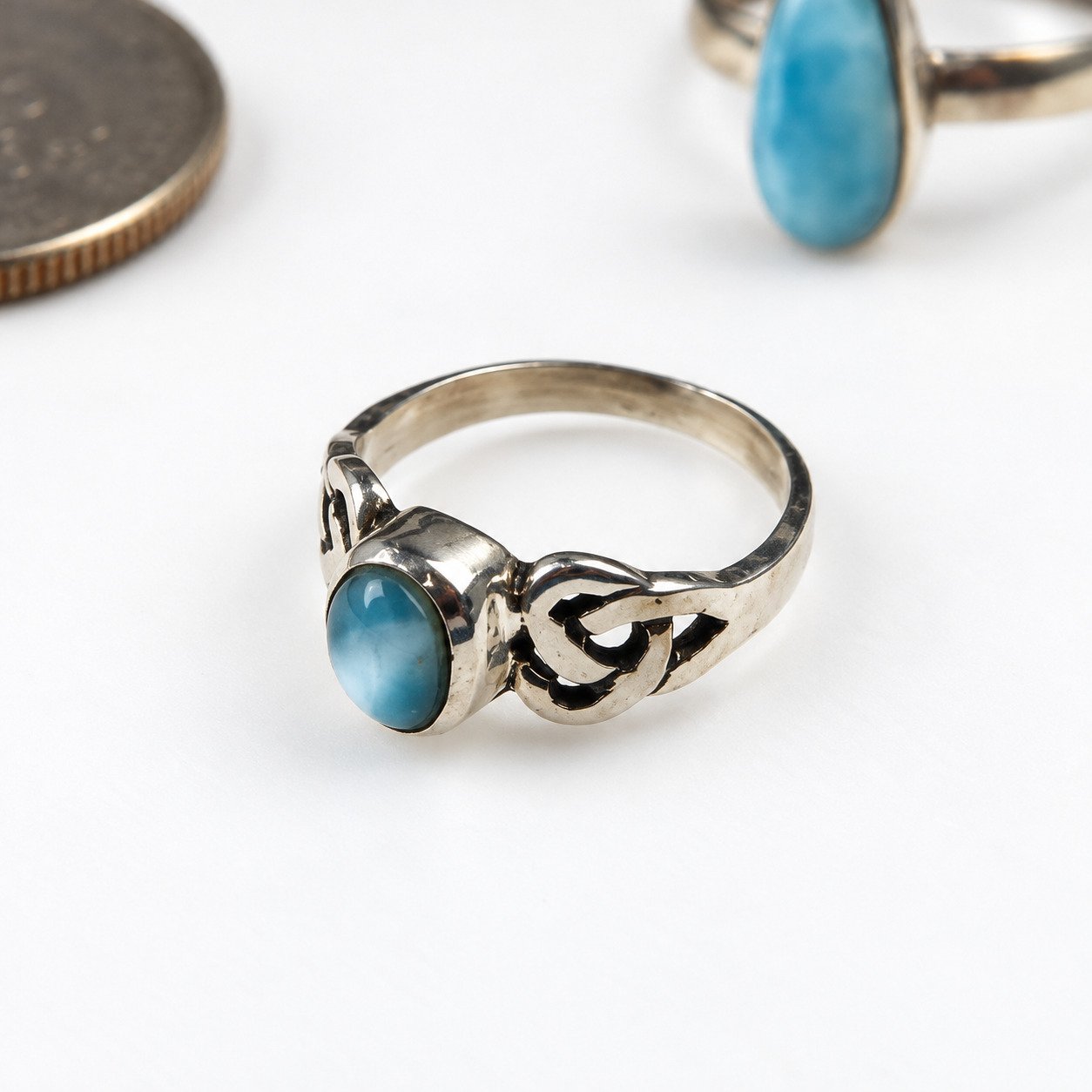 Studio made ocean blue Dominican Larimar sterling silver ring 2.3g – photo 6