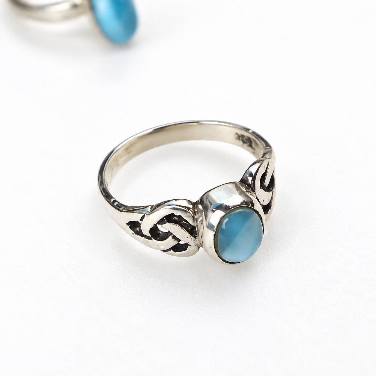 Studio made ocean blue Dominican Larimar sterling silver ring 2.3g – photo 7