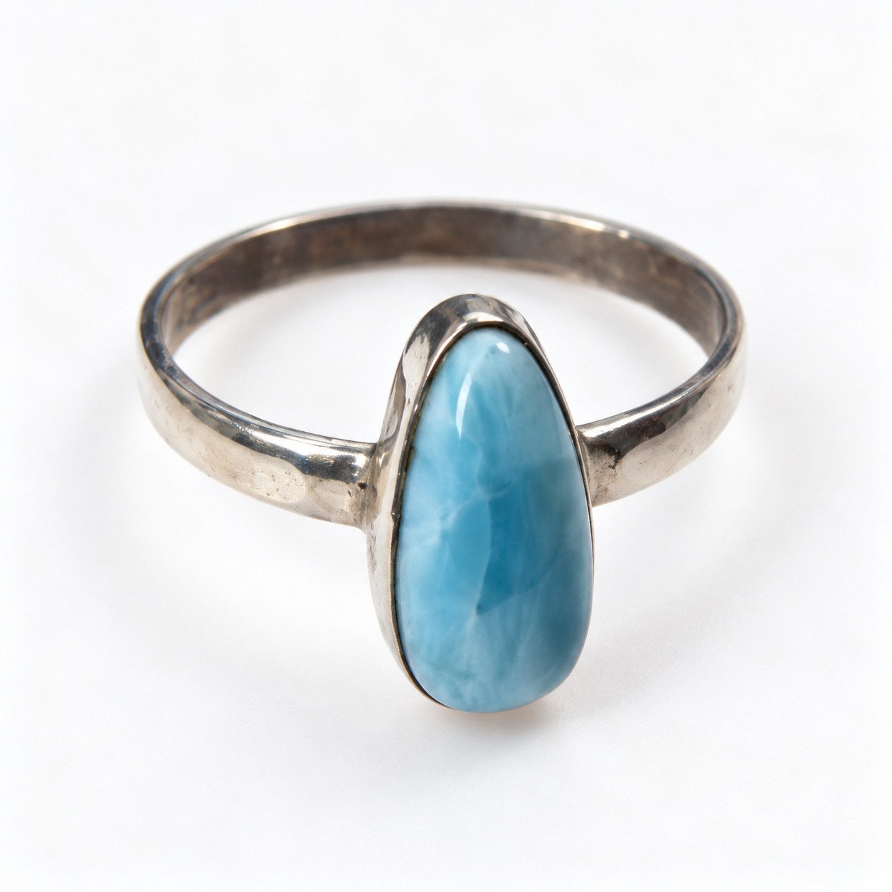 Boutique crafted sky blue Dominican Larimar sterling silver ring 2.4g – photo 3