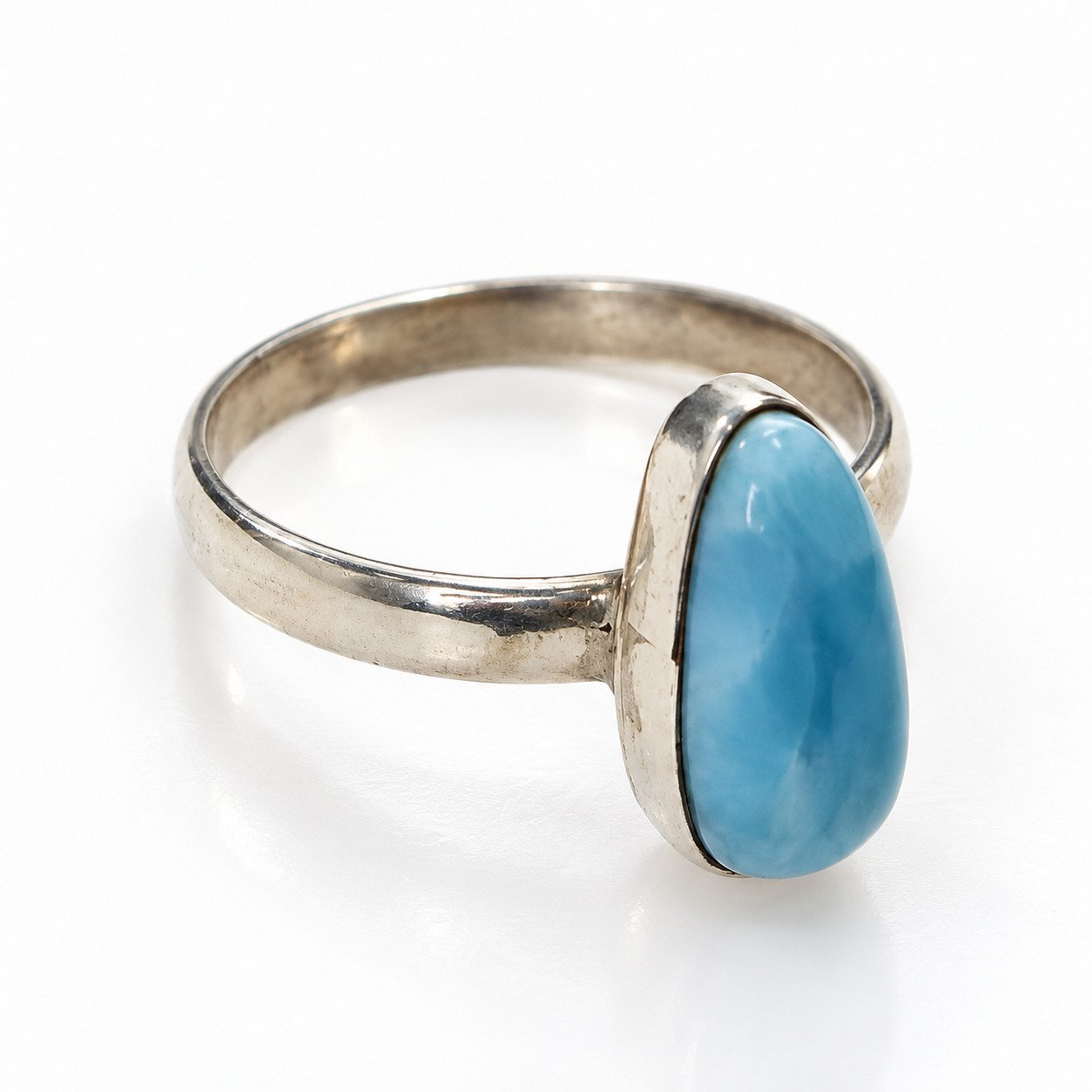 Boutique crafted sky blue Dominican Larimar sterling silver ring 2.4g – photo 4