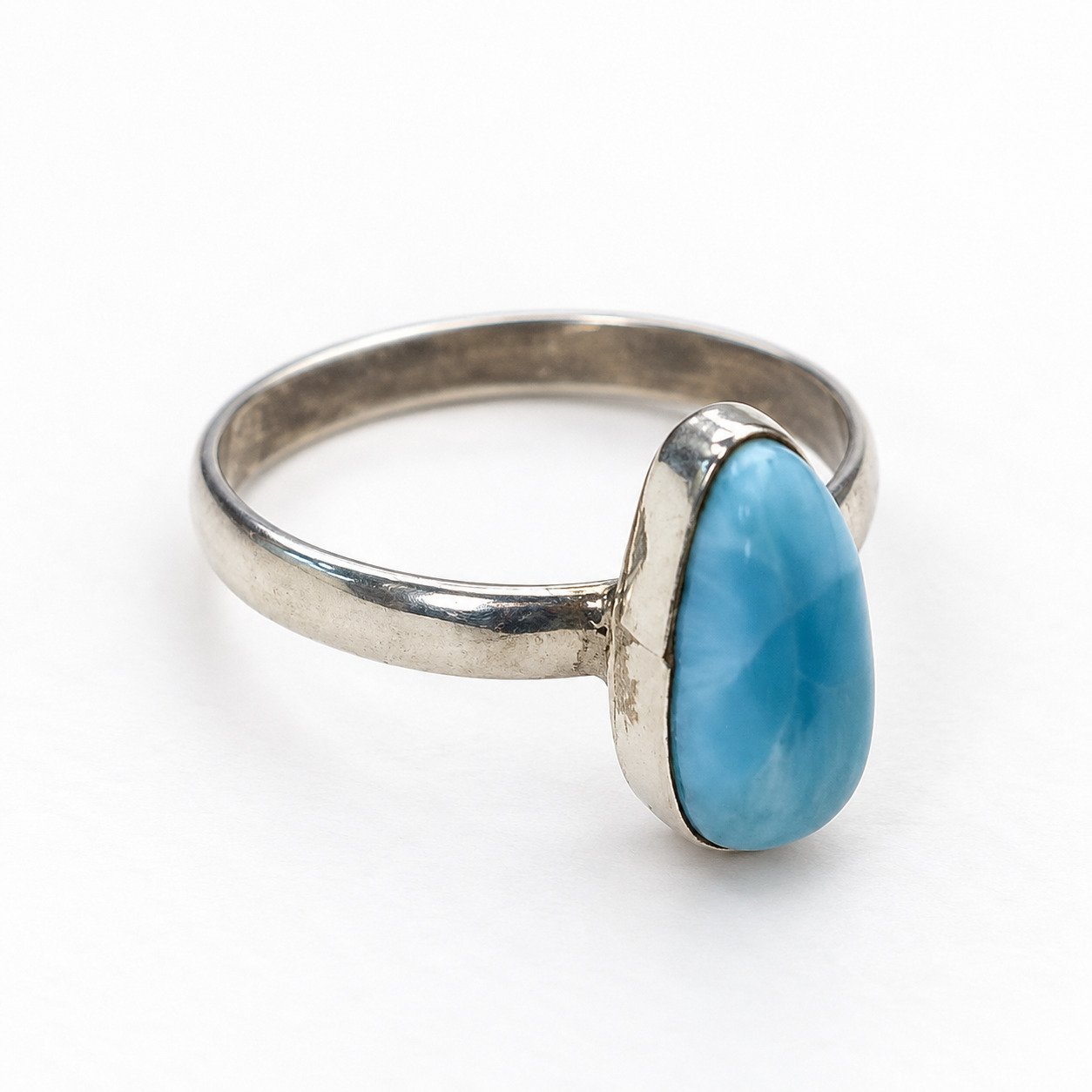 Boutique crafted sky blue Dominican Larimar sterling silver ring 2.4g – photo 5