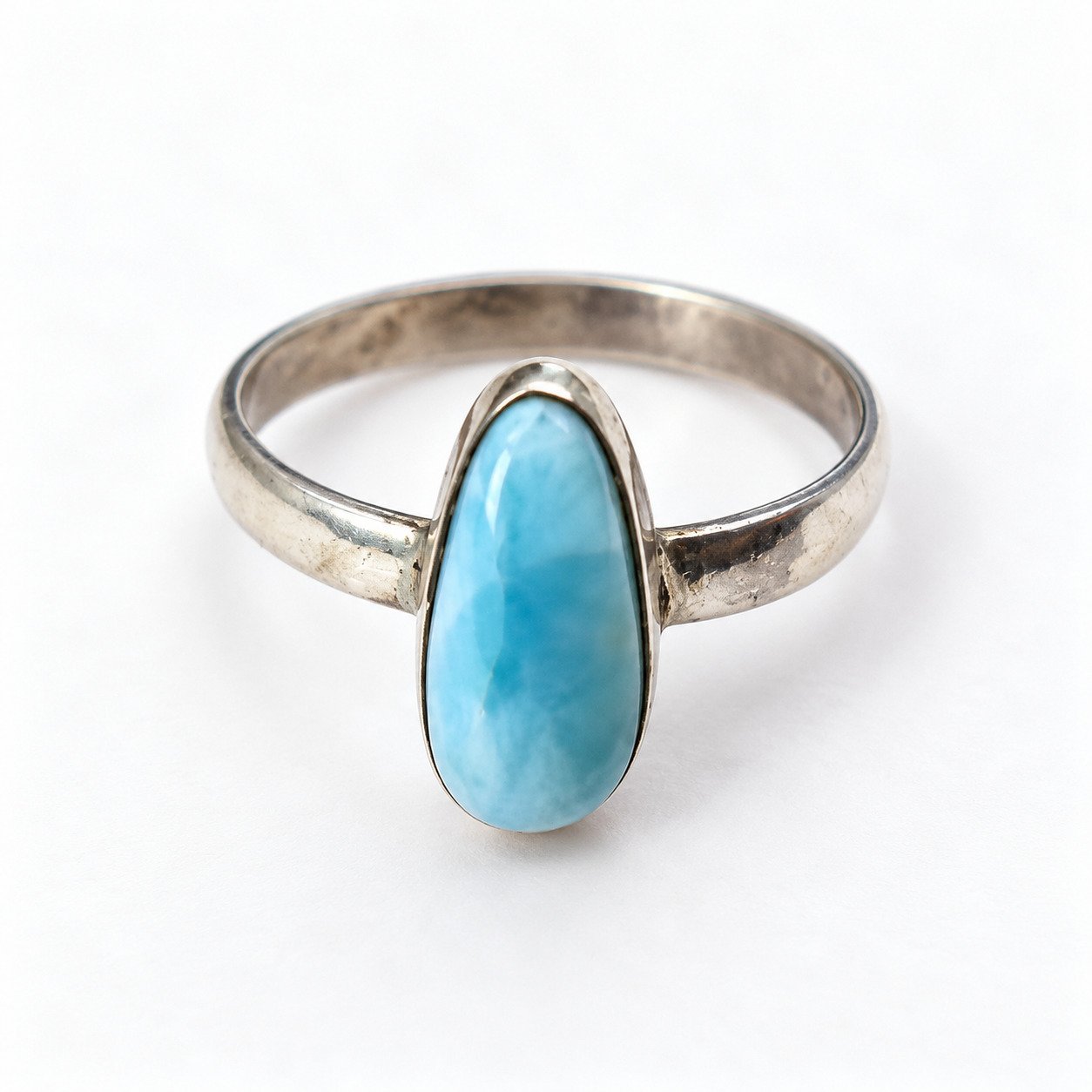 Boutique crafted sky blue Dominican Larimar sterling silver ring 2.4g – photo 7