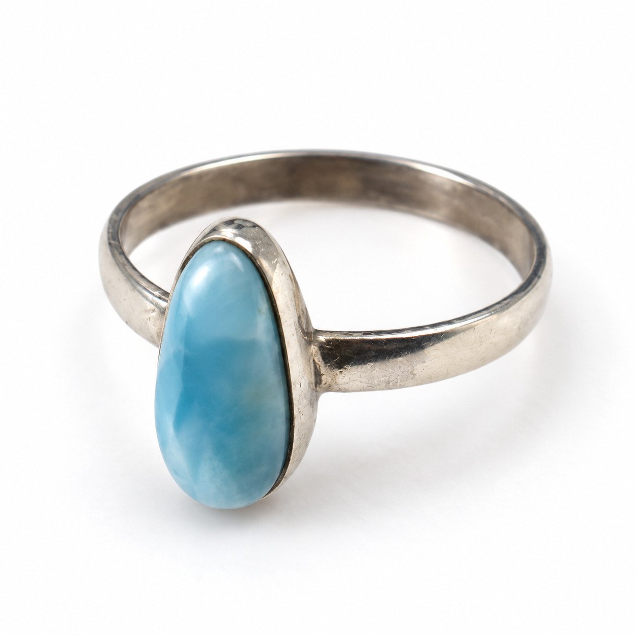 Boutique crafted sky blue Dominican Larimar sterling silver ring 2.4g – photo 9