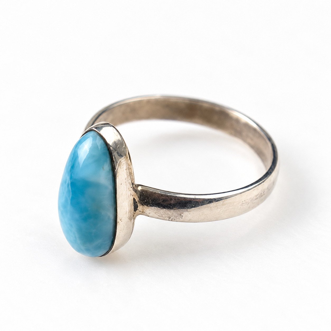 Boutique crafted sky blue Dominican Larimar sterling silver ring 2.4g – photo 10