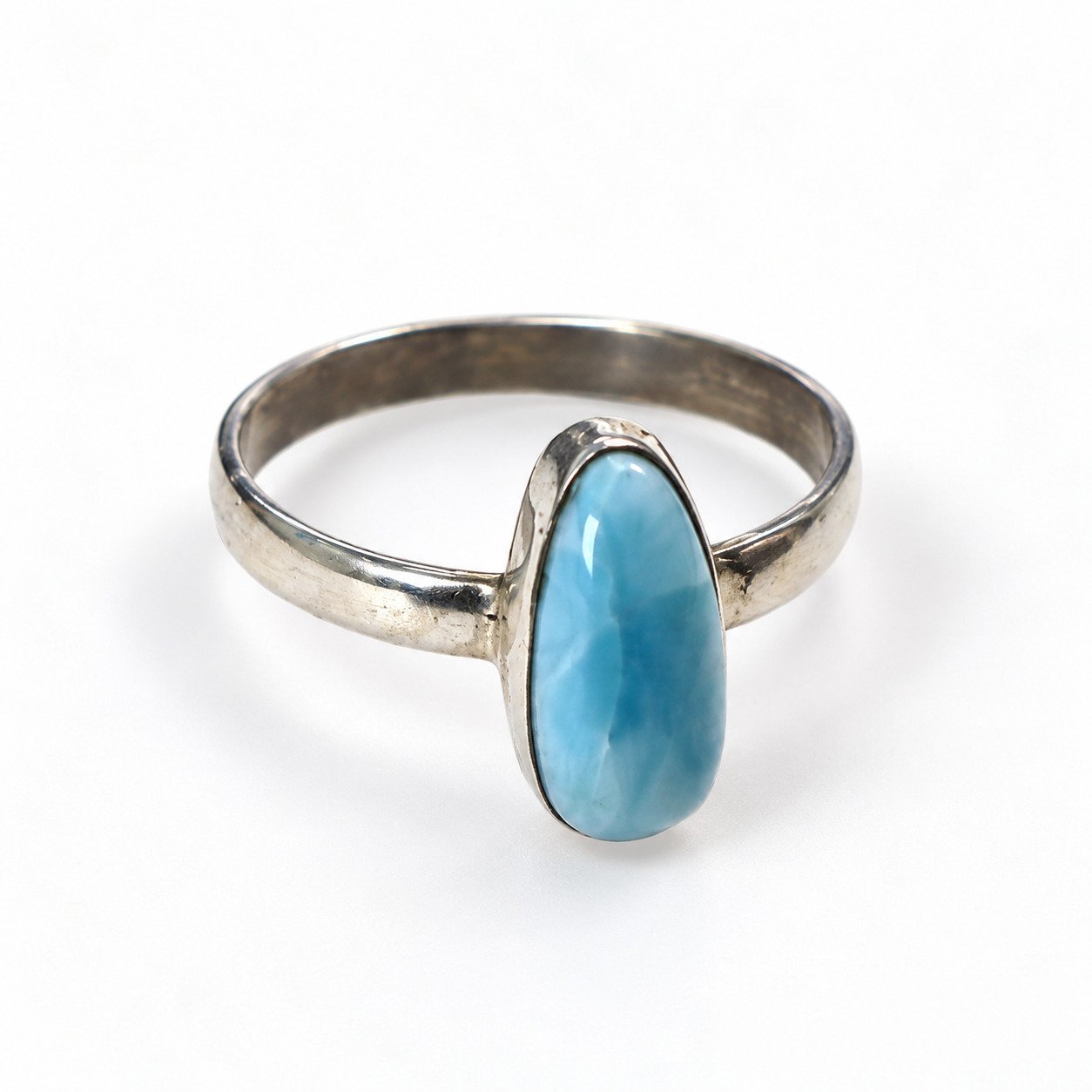 Boutique crafted sky blue Dominican Larimar sterling silver ring 2.4g – photo 11