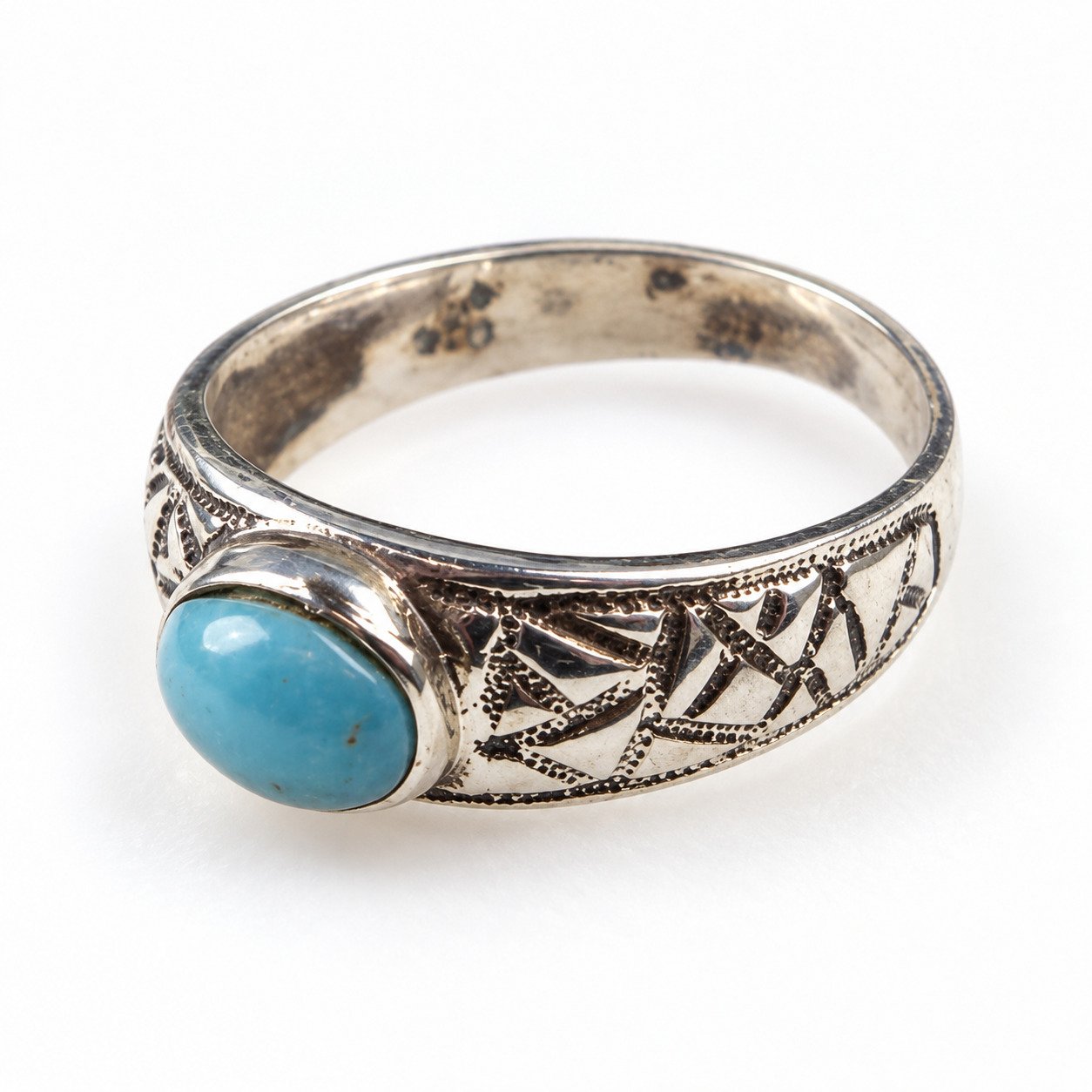 Traditional craftsmanship sky blue Dominican Larimar sterling silver ring 2.6g – photo 2