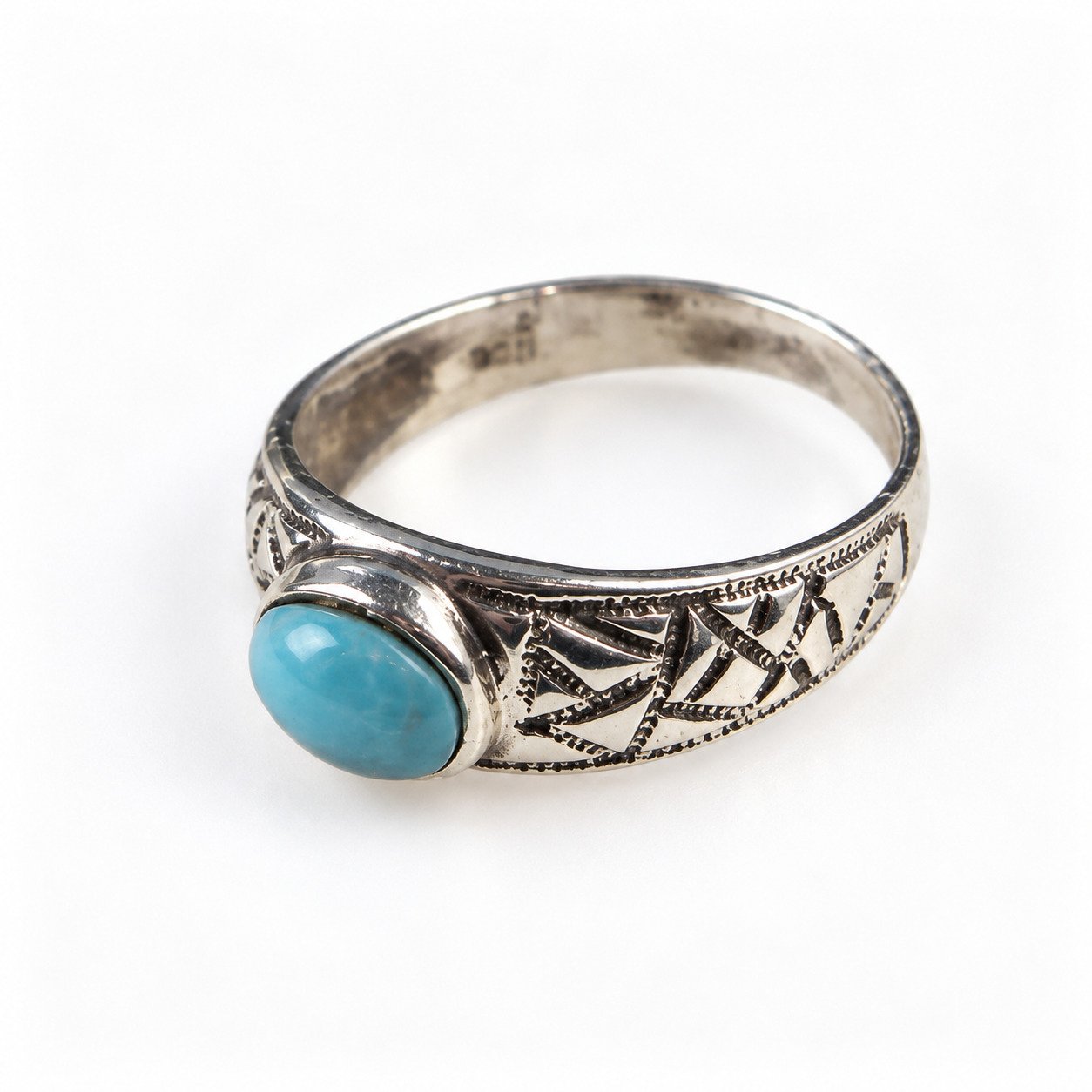 Traditional craftsmanship sky blue Dominican Larimar sterling silver ring 2.6g – photo 3
