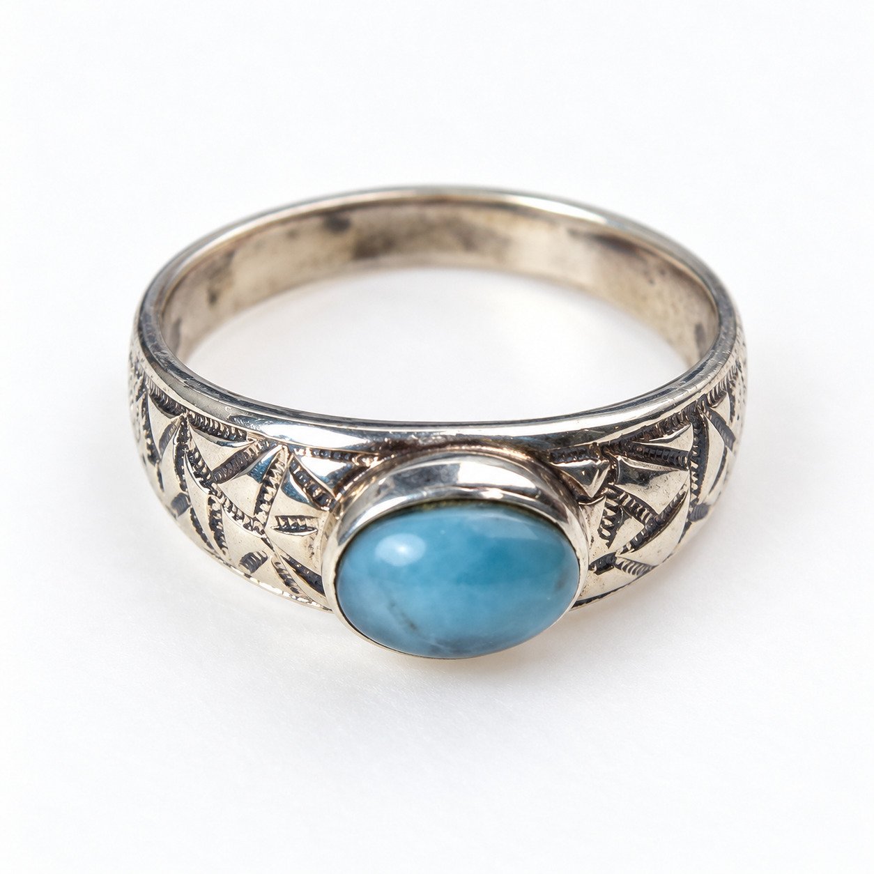 Traditional craftsmanship sky blue Dominican Larimar sterling silver ring 2.6g – photo 5