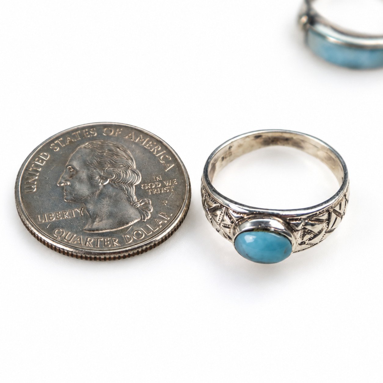 Traditional craftsmanship sky blue Dominican Larimar sterling silver ring 2.6g – photo 10