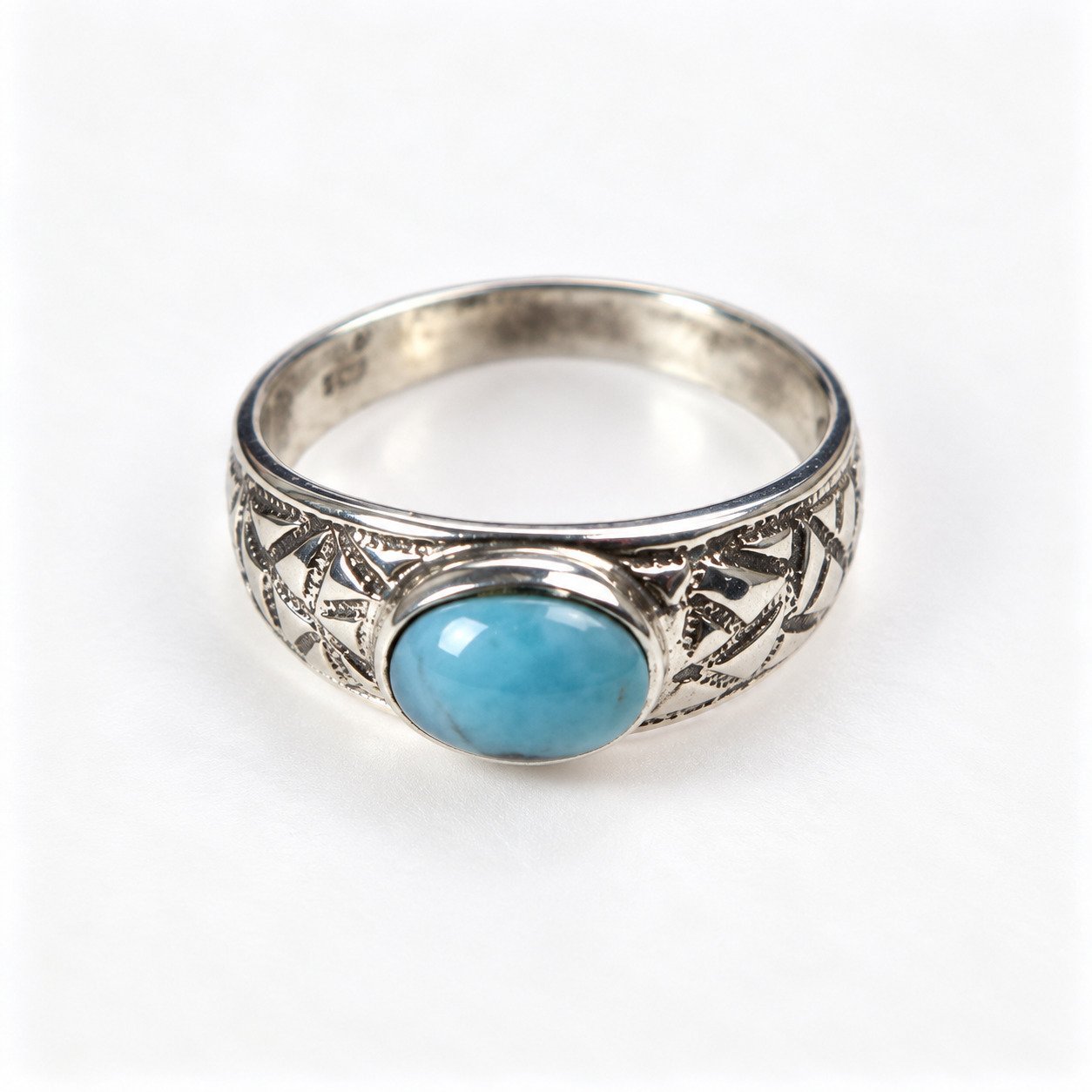 Traditional craftsmanship sky blue Dominican Larimar sterling silver ring 2.6g – photo 11
