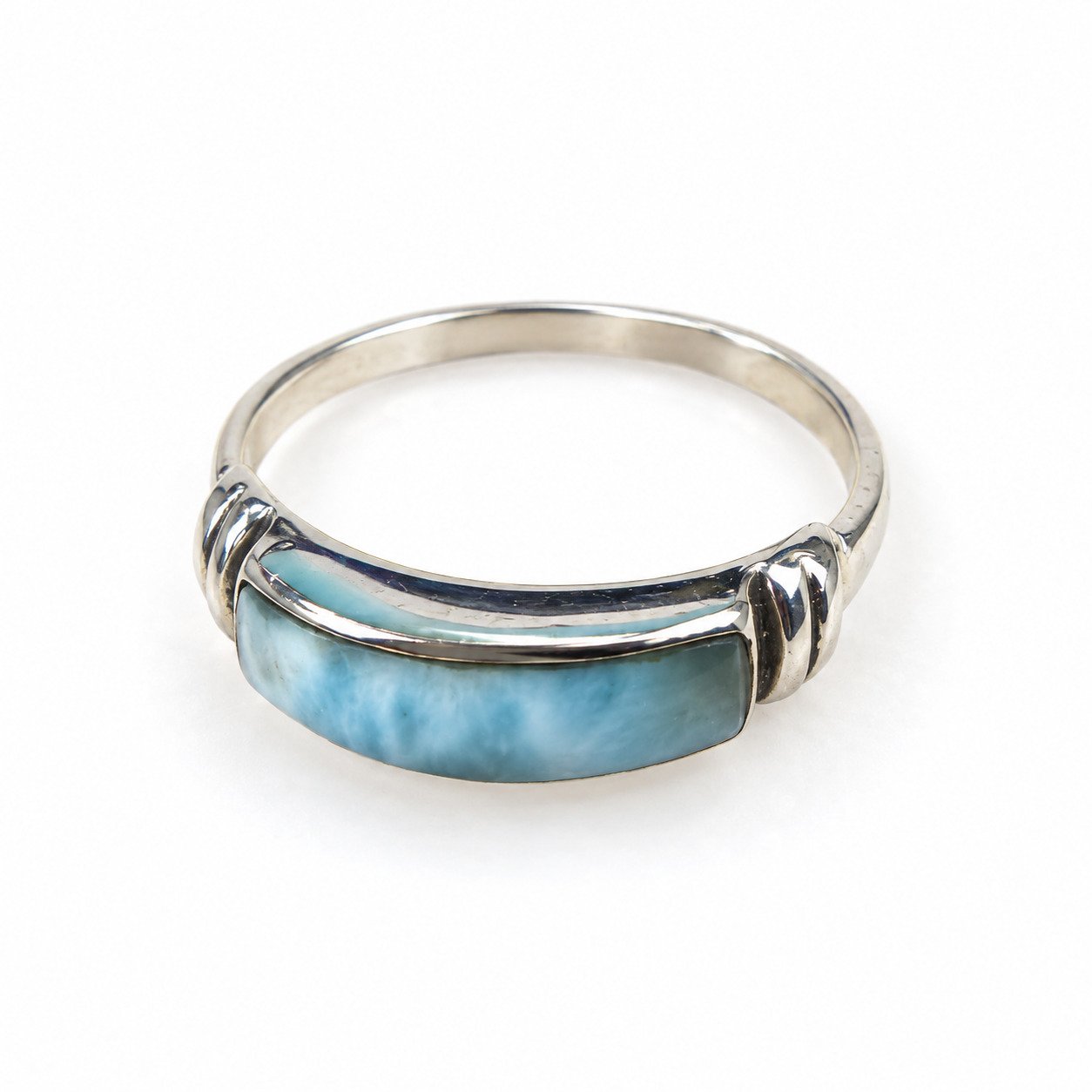 Boutique crafted sky blue Dominican Larimar sterling silver ring 2.6g – photo 3