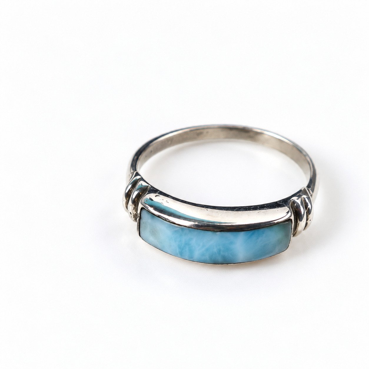 Boutique crafted sky blue Dominican Larimar sterling silver ring 2.6g – photo 4