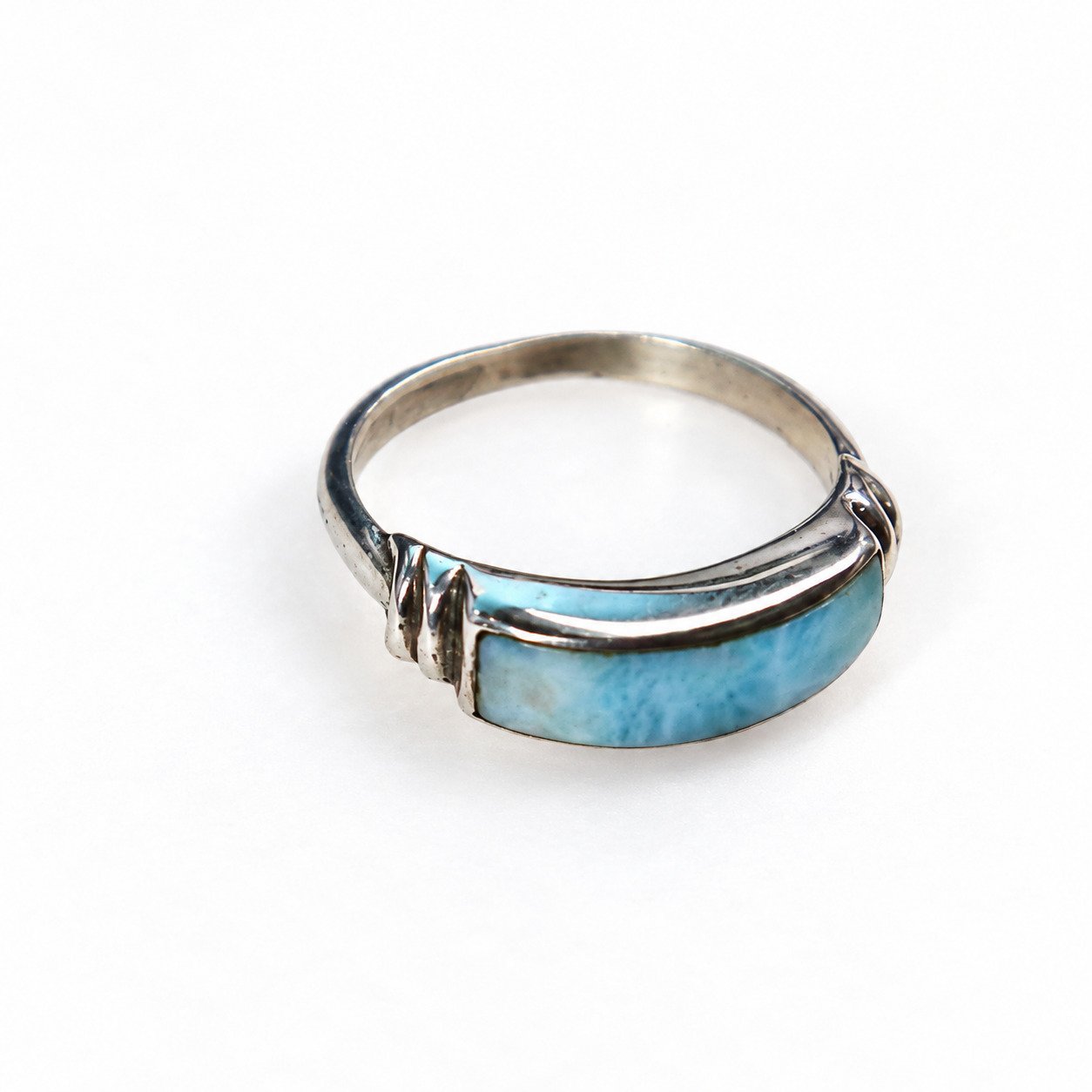 Boutique crafted sky blue Dominican Larimar sterling silver ring 2.6g – photo 5