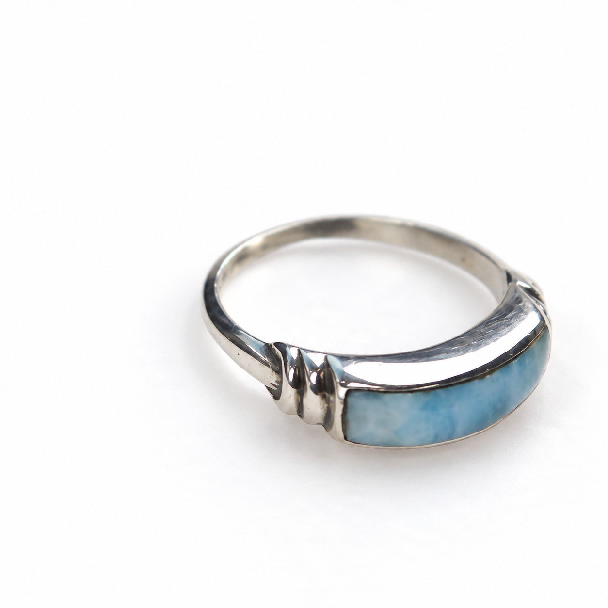 Boutique crafted sky blue Dominican Larimar sterling silver ring 2.6g – photo 6
