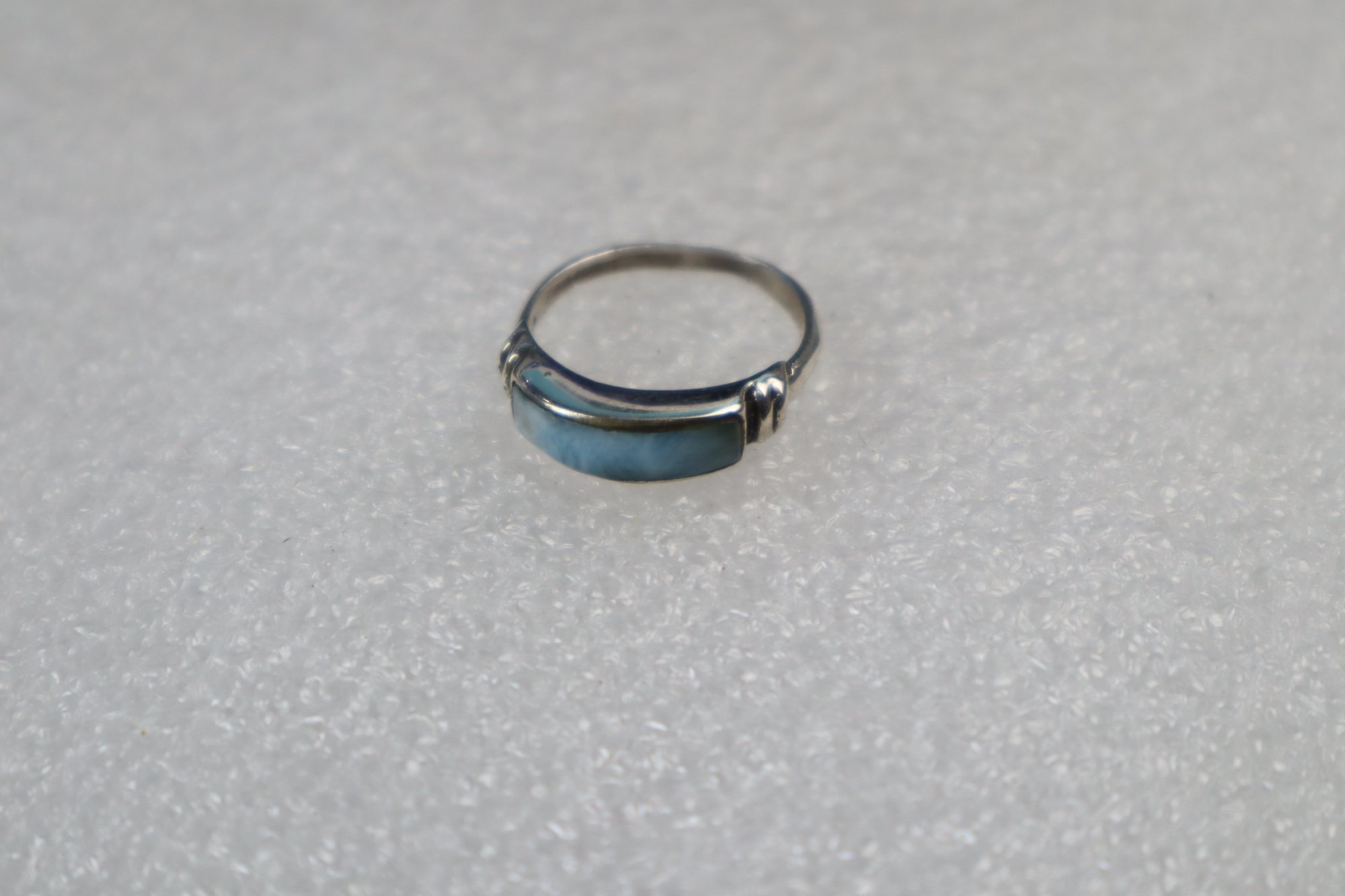 Boutique crafted sky blue Dominican Larimar sterling silver ring 2.6g – photo 7