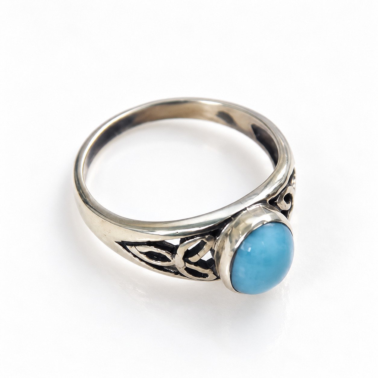 Heritage craftsmanship sky blue Dominican Larimar sterling silver ring 2.6g – photo 2