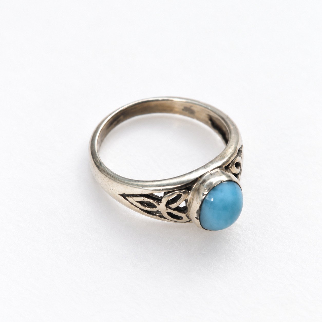 Heritage craftsmanship sky blue Dominican Larimar sterling silver ring 2.6g – photo 3
