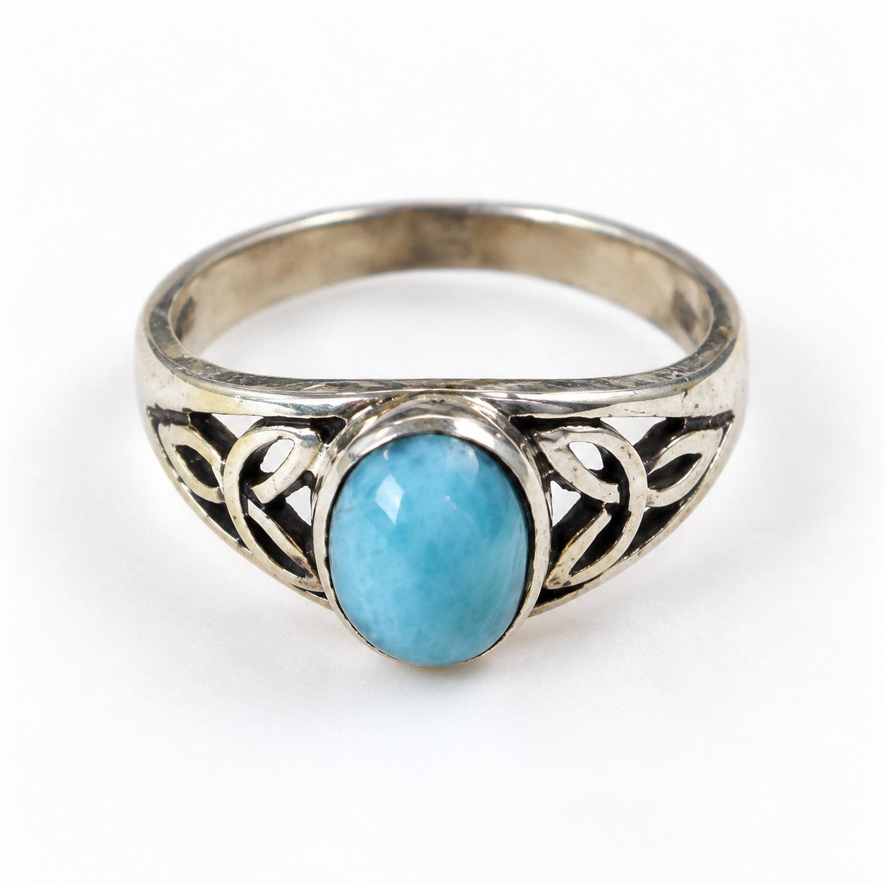 Heritage craftsmanship sky blue Dominican Larimar sterling silver ring 2.6g – photo 5
