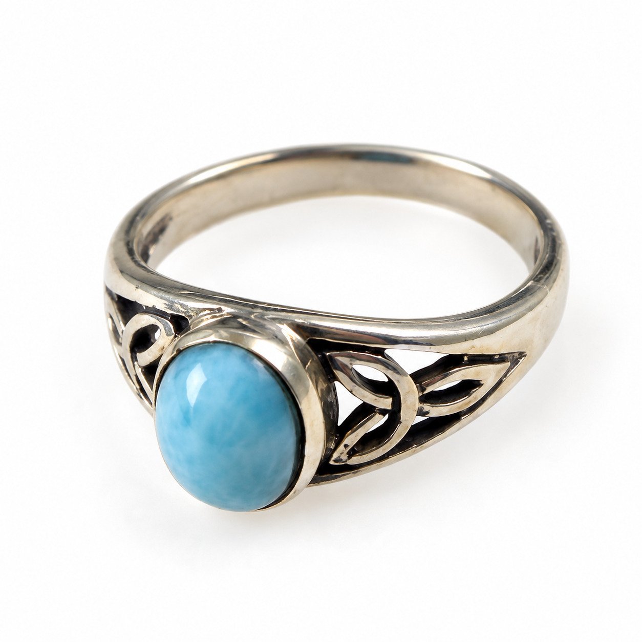 Heritage craftsmanship sky blue Dominican Larimar sterling silver ring 2.6g – photo 6