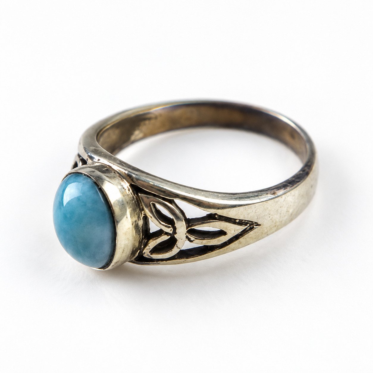 Heritage craftsmanship sky blue Dominican Larimar sterling silver ring 2.6g – photo 7