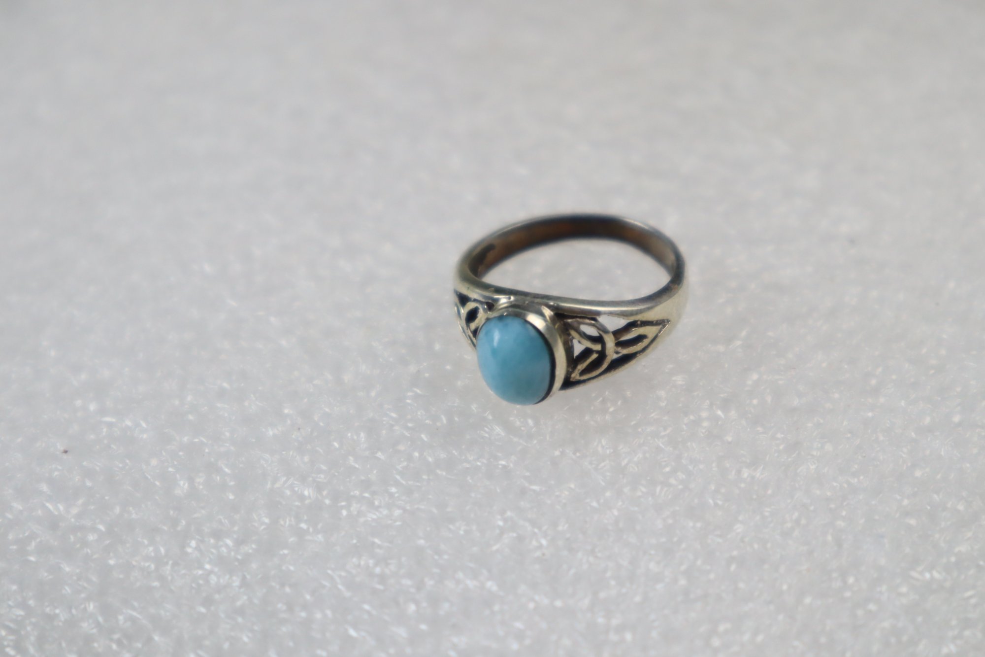 Heritage craftsmanship sky blue Dominican Larimar sterling silver ring 2.6g – photo 8