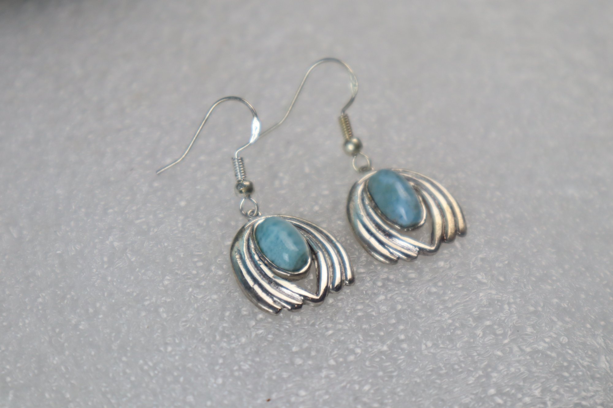 Heritage craftsmanship sky blue Dominican Larimar sterling silver earring 6.4g – photo 8