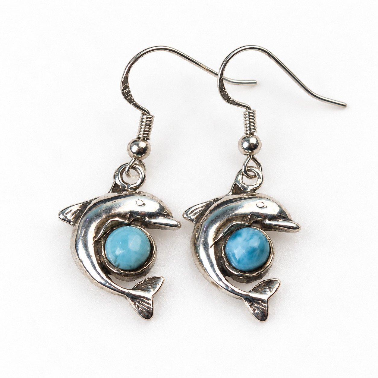 Designer sky blue Dominican Larimar sterling silver earring 5g – photo 2