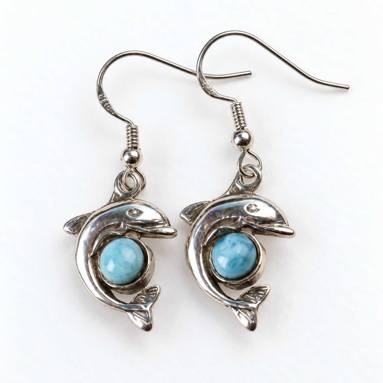 Designer sky blue Dominican Larimar sterling silver earring 5g – photo 3